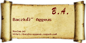 Baczkó Aggeus névjegykártya